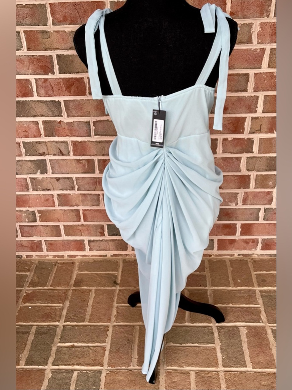 NWT PrettyLittleThing Light Blue Underwire Draped Midi Dress US 10 Wedding Guest - Picture 7 of 17
